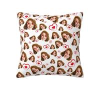 Custom Pillows personalised cushions with photo pillow protectors with Optional Inserts,design your face photo Cushion with Zipper cushion funny Gifts for women,men,mum,dad,Christmas,birthday