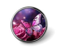 Custom Pink Butterfly Lapel Pin Aluminum Alloy Button Badge Personalized Exquisite Brooch Classic Pin 1 Inch for Backpacks Hat Suit Jacket Clothing Decoration