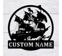 Custom Pirate Ship Metal Wall Art , Personalized Pirate Ship Name Sign ,Personalized Pirate Ship Decor, Pirate Ship Wall Art,Decoration For Room, Pirate Ship Metal,Personalized name metal decoration
