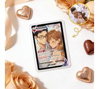 Custom Poke Card with Photo for Couples Personalised Trainer or Character Cards, Customisable Poke Portriat Card with Name Stats Text for Birthday Anniversary Valentines Gifts for Him Her