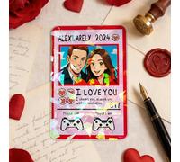 Custom Poke Card with Photo for Couples Personalised Trainer or Character Cards, Customisable Poke Portriat Card with Name Stats Text for Birthday Anniversary Valentines Gifts for Him Her