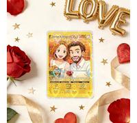Custom Poke Card with Photo for Couples Personalised Trainer or Character Cards, Customisable Poke Portriat Card with Name Stats Text for Birthday Anniversary Valentines Gifts for Him Her