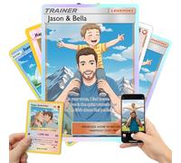 Custom Pokemon Cards Personalised Trading Cards Maker Customised Animated Couple Anniversary Card for Valentines Fathers Day,Trainer Card