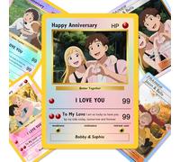 Custom Pokemon Cards with Photo Name Text Personalized Trading or Character Cards Customized Anniversary Valentines Fathers Day Birthday Animated Card for Gift