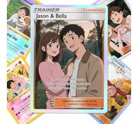 Custom Pokemon Cards with Photo Name Text Personalized Trading or Character Cards Customized Anniversary Valentines Fathers Day Birthday Animated Card for Gift