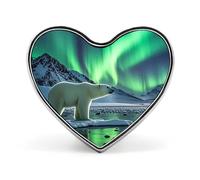 Custom Polar Bears Northern Lights Lapel Pin Aluminum Alloy Button Badge Personalized Heart Exquisite Brooch Classic Mini Pin for Backpacks Hat Suit Jacket Decoration
