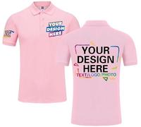 Custom Polo Shirt Add Your Own Logo Text Photo Name -Customized Personalized Polo Shirts for Men Women Front Back Print Pink
