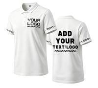 Custom Polo Shirt Design Your own Text Logo/Photo Personalised Polos Top for Unisex Custom Work Shirt Cotton Shape Retention for Business Golf Casual Wear for Men DAD Boyfriend White