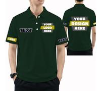 Custom Polo Shirt Personalised Classic Polo Shirts for Men Women Customised Logo Golf Polo Shirts Breathable Comfortable Design Your Own Business Workwear for Company Events Father's Day