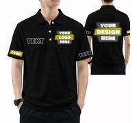 Custom Polo Shirt Personalised Classic Polo Shirts for Men Women Customised Logo Golf Polo Shirts Breathable Comfortable Design Your Own Business Workwear for Company Events Father's Day