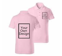 Custom Polo Shirts for Kids Design Your Own Text Logo Photo Image - Personalized Polo Shirts for Boys Girls Lapel Neck Button Up Short Sleeve Shirt Front Back Print Age 3-14 Years School Uniform Top