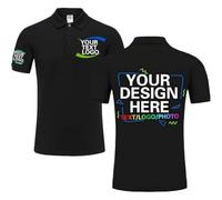 Custom Polo Shirts for Men Women Design Your Own Text Logo Golf Shirt Personalised Customised Polo Shirts for Business Black