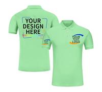 Custom Polo Shirts for Women Men Design Your Own Text Logo Golf Shirt Personalised Customised Polo Shirts for Business Light Green
