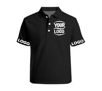 Custom Polos Shirt Short Sleeve for Men Adult Print Any of Your Design Photo/Text/Logo Personalised Women Polo Shirts for Business Company Workwear Office Uniform Black Casual Golf Top