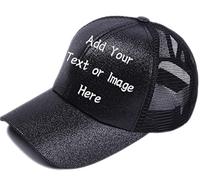 Custom Ponytail Hats for Women, Personalized Baseball Cap Add Photos or Text, Glitter Messy Bun Mens Summer Trucker Cap Mesh, Outdoor Sport SUN Cap, Unisex DAD Hats/Mom Gifts, Design Your Own SUNSHINE