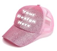 Custom Ponytail Hats for Women, Personalized Baseball Cap Add Photos or Text, Glitter Messy Bun Mens Summer Trucker Cap Mesh, Outdoor Sport SUN Cap, Unisex DAD Hats/Mom Gifts, Design Your Own SUNSHINE