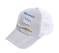 Custom Ponytail Hats for Women, Personalized Baseball Cap Add Photos or Text, Glitter Messy Bun Mens Summer Trucker Cap Mesh, Outdoor Sport SUN Cap, Unisex DAD Hats/Mom Gifts, Design Your Own SUNSHINE