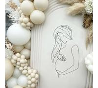 Custom Pregnant Woman Decal - Personalized Lady Silhouette Vinyl Decal，Baby Shower Gender Reveal Mom to Be Backdrop Decor Sticker,Personalized,27Cm Widex51Cm High