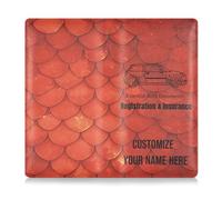 Custom Premium Leather Auto Registration Insurance & ID Card Holder Personalized Men Women Wallet Accessories Case for ID, Driver's License, Key Contact Information Cards Red Scales Glittering