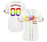 Custom Pride Baseball Jersey Personalized LGBT Softball Shirts Button Down Sport Wear for Men, Women, Boys, Girls - Embroidery/Printed Your Name, Number, Logo
