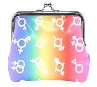 Custom Pride Flag Lgbt Gender Coin Purse Holder Women Leather Kiss Lock Change Purse Wallet, Pride Flag Lgbt Gender, Classic