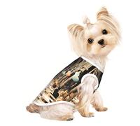 Custom Print Dog Vest for Small Dogs, Breathable Mesh Cat Shirt, Sleeveless Pet T-Shirt for Small Breed Puppies & Cats Cat Playing Chess Small