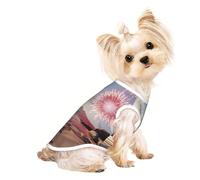 Custom Print Dog Vest for Small Dogs, Breathable Mesh Cat Shirt, Sleeveless Pet T-Shirt for Small Breed Puppies & Cats The Beach and Fireworks at Sunset Medium
