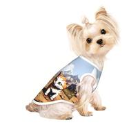 Custom Print Dog Vest for Small Dogs, Breathable Mesh Cat Shirt, Sleeveless Pet T-Shirt for Small Breed Puppies & Cats The Cute cat in The Sunflower Field Small