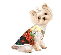 Custom Print Dog Vest for Small Dogs, Breathable Mesh Cat Shirt, Sleeveless Pet T-Shirt for Small Breed Puppies & Cats Rich Flowers Large