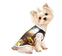 Custom Print Dog Vest for Small Dogs, Breathable Mesh Cat Shirt, Sleeveless Pet T-Shirt for Small Breed Puppies & Cats Golden Heavenly Light, Rose Background Small