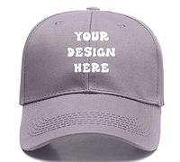 Custom Print Your Own Design Text Logo Unisex Personalized Plain Adjustable Hat Baseball Cap, Grey, M