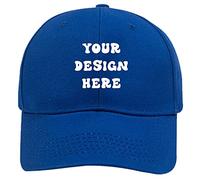 Custom Print Your Own Design Text Logo Unisex Personalized Plain Adjustable Hat Baseball Cap, Royal Blue, M