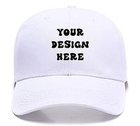 Custom Print Your Own Design Text Logo Unisex Personalized Plain Adjustable Hat Baseball Cap, White, M