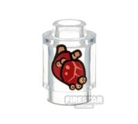 Custom Printed Brick 1x1 Cursed Heart TRANS CLEAR
