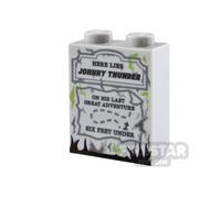 Custom Printed Brick 1x2x2 Johnny Thunder LIGHT BLUEISH GRAY