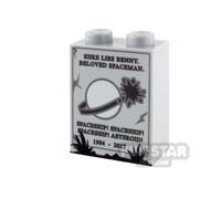 Custom Printed Brick 1x2x2 Tombstone Benny LIGHT BLUEISH GRAY