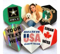 Custom Printed Dart Flights - Personalised with Your Logo or Photo and Text- 5 Sets (15 Flights) - 2 or 4 Sided Print - Dart Team, Pub & Gift Use