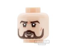 Custom Printed Head Serious and Surprised with Beard LIGHT FLESH