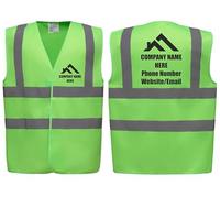 Custom Printed Hi Vis Vests - Personalised Roofing Company Logo, Add Your Details, Perfect for Construction Workers & Roofers by Brook Hi Vis (Lime Green, Large)