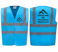 Custom Printed Hi Vis Vests - Personalised Roofing Company Logo, Add Your Details, Perfect for Construction Workers & Roofers by Brook Hi Vis (Sapphire, Large)