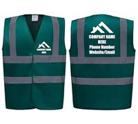 Custom Printed Hi Vis Vests - Personalised Roofing Company Logo, Add Your Details, Perfect for Construction Workers & Roofers by Brook Hi Vis (Green, XLarge)