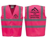 Custom Printed Hi Vis Vests - Personalised Roofing Company Logo, Add Your Details, Perfect for Construction Workers & Roofers by Brook Hi Vis (Pink, Small)