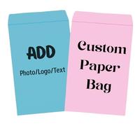 Custom Printed Kraft Favour Bags - 13x18cm - Personalised Photo, Text, Logo - Sustainable Treat Bags for Christmas, Easter, Eid, Wedding & Party - Candy and Biscuit Packaging (Blue)