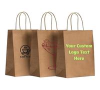 Custom Printed Kraft Paper Gift Bags with Handles, 1-150 pcs 21 x 8 x 15cm Bulk Retail Brown Shopping & Party Bags, Double-Sided Logo/Text Printing, Personalised Packaging for Weddings, Birthdays