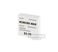 Custom Printed Tile 1x1 SH Hollywood Hero Movie Ticket WHITE