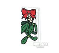 Custom Printed Tile 1x2 Mistletoe TRANS CLEAR