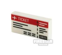 Custom Printed Tile 1x2 Plane Ticket WHITE