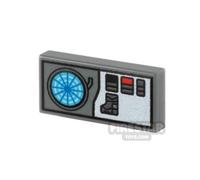 Custom Printed Tile 1x2 SW Admiral's Datapad DARK BLUEISH GRAY