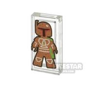 Custom Printed Tile 1x2 SW Bobabread Man TRANS CLEAR