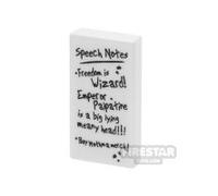 Custom Printed Tile 1x2 SW Senator Speech Notes WHITE